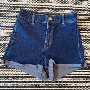 High waisted denim shorts